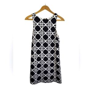 Everly Black and White Print Women's Sheath Dress Fully Lined Size Med.